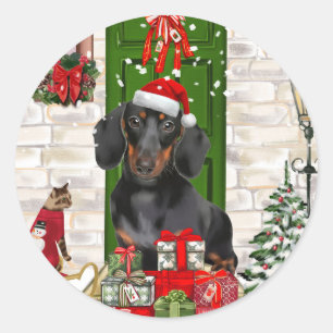 Dachshund Dog Christmas Classic Round Sticker