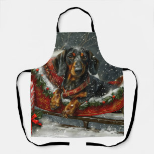 Dachshund Dog Christmas Festive Apron