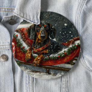 Dachshund Dog Christmas Festive Button