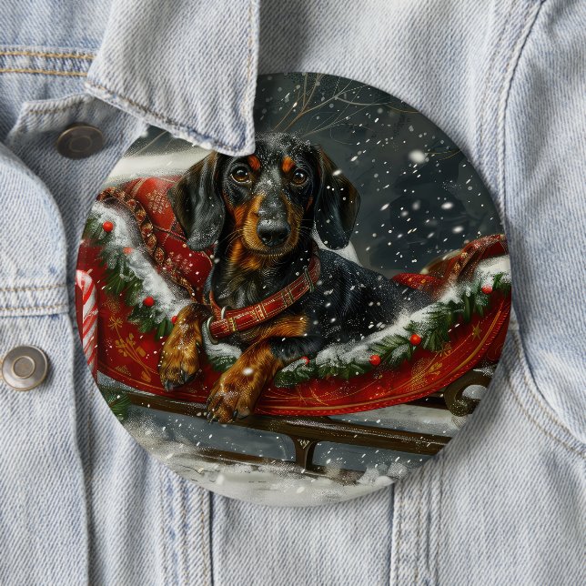 Dachshund Dog Christmas Festive  Button (In Situ)