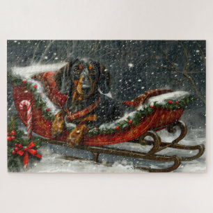 Dachshund Dog Christmas Festive Jigsaw Puzzle