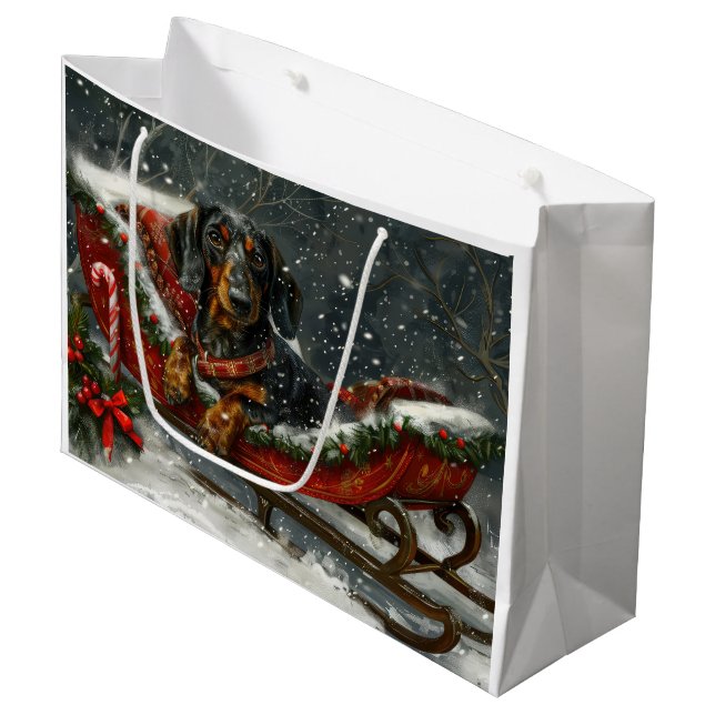 Dachshund Dog Christmas Festive  Large Gift Bag (Front Angled)