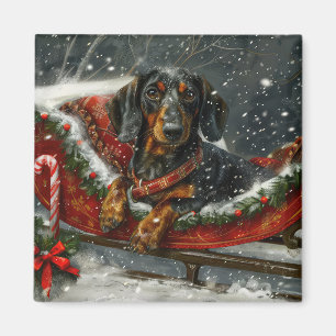 Dachshund Dog Christmas Festive Magnet