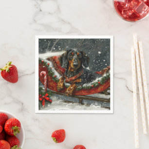 Dachshund Dog Christmas Festive Napkins