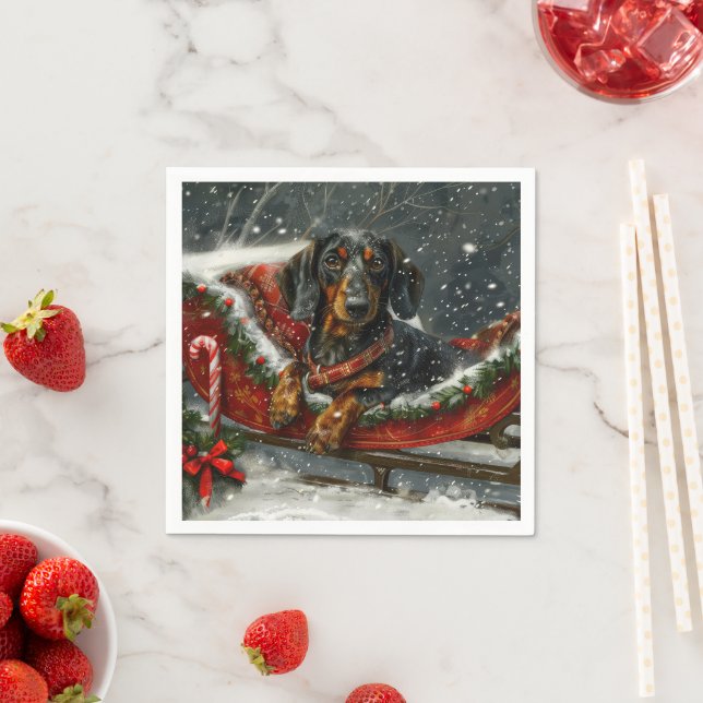 Dachshund Dog Christmas Festive  Napkins (Insitu)