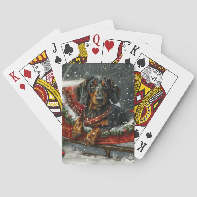 Dachshund Dog Christmas Festive  Poker Cards (Back)