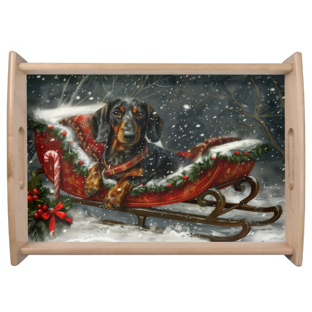Dachshund Dog Christmas Festive  Serving Tray (Front)