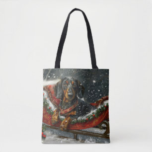 Dachshund Dog Christmas Festive Tote Bag