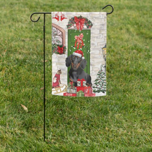 Dachshund Dog Christmas   Garden Flag