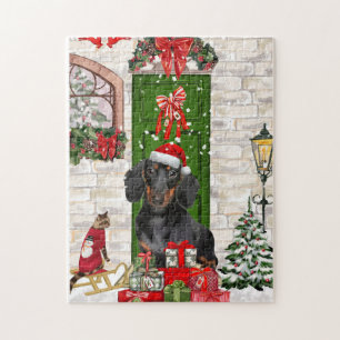 Dachshund Dog Christmas Jigsaw Puzzle