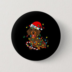 Dachshund Dog Christmas Lights Santa Xmas Pet Dog Button