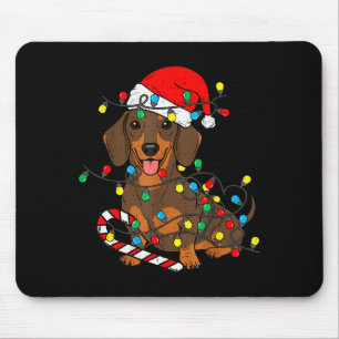 Dachshund Dog Christmas Lights Santa Xmas Pet Dog Mouse Pad
