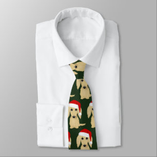 Dachshund Dog Christmas Longhaired Cream Doxie Neck Tie