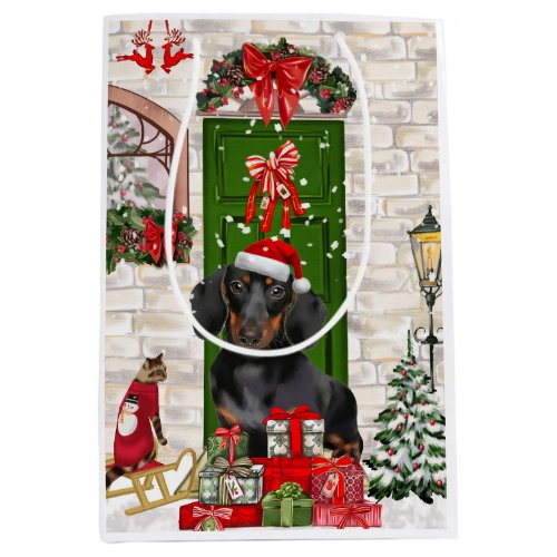 Dachshund Dog Christmas   Medium Gift Bag