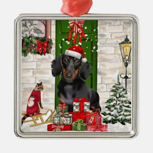 Dachshund Dog Christmas   Metal Ornament