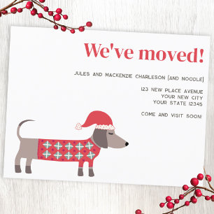 Dachshund Dog Christmas Moving Announcement Postcard