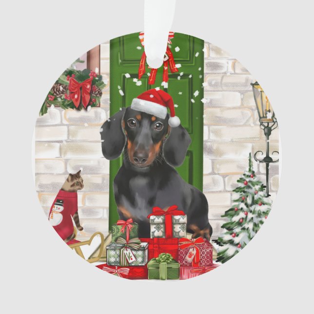 Dachshund Dog Christmas   Ornament (Front)