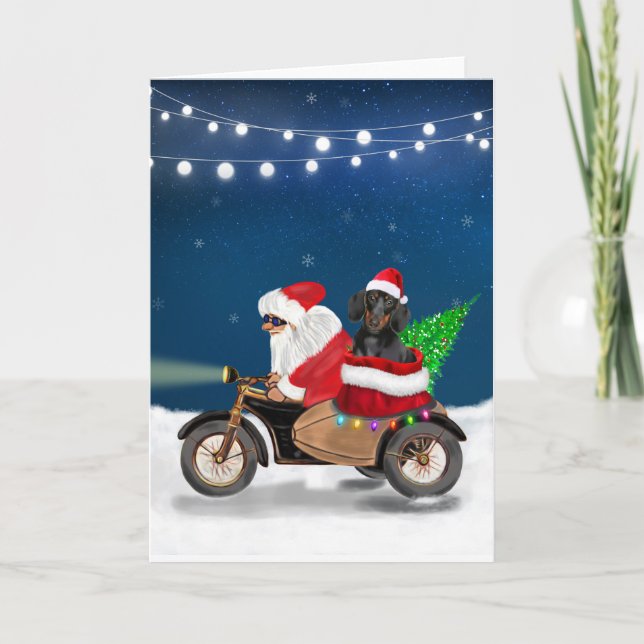 Dachshund Dog Christmas Santa Claus  Card (Front)