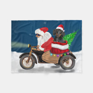 Dachshund Dog Christmas Santa Claus Fleece Blanket