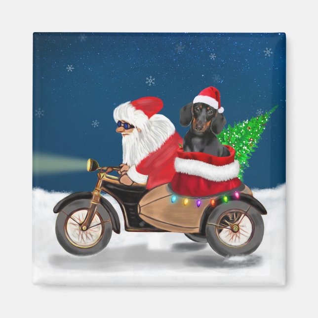 Dachshund Dog Christmas Santa Claus  Magnet (Front)