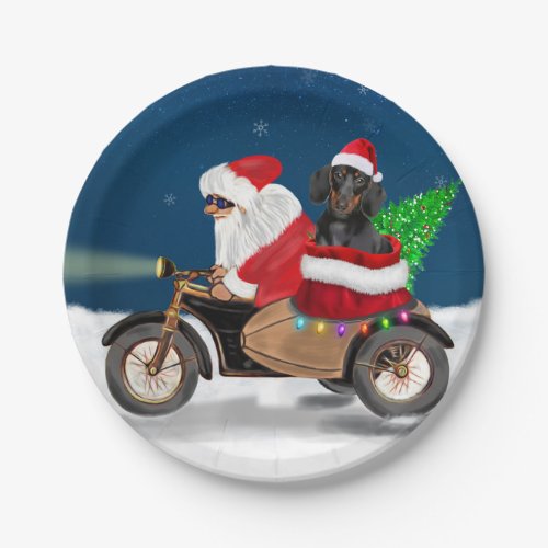 Dachshund Dog Christmas Santa Claus  Paper Plates