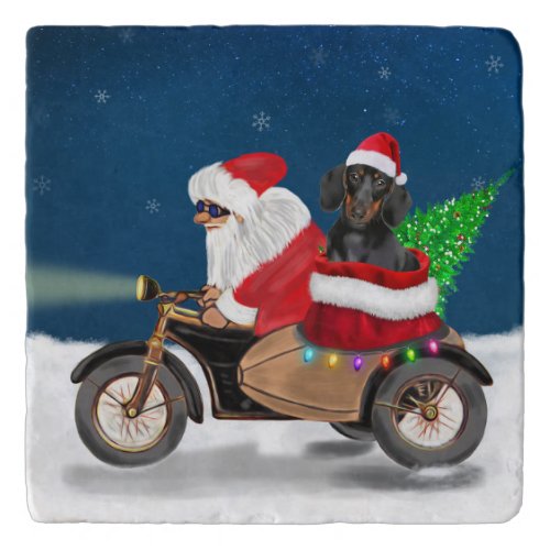 Dachshund Dog Christmas Santa Claus  Trivet