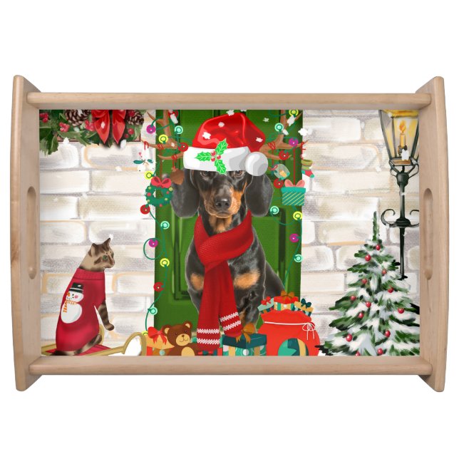 Dachshund Dog Christmas   Serving Tray (Front)
