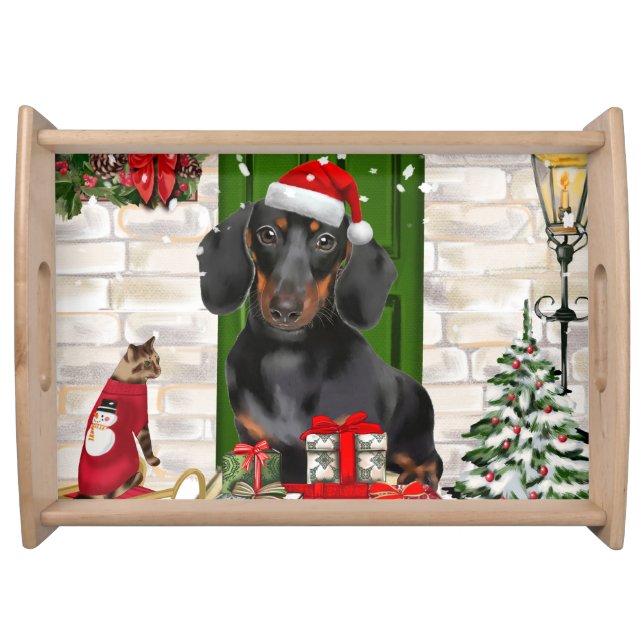 Dachshund Dog Christmas   Serving Tray (Front)