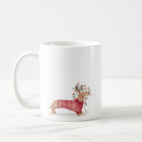 Dachshund Dog Christmas Sweater  Lights Coffee Mug
