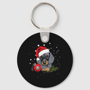 Dachshund Dog Christmas Tree Light Santa Xmas Gift Keychain