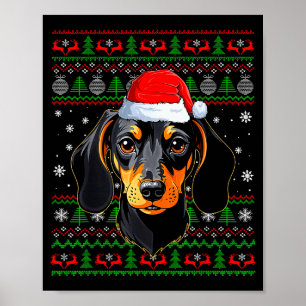 Dachshund Dog Christmas Ugly Sweater Santa Adults  Poster