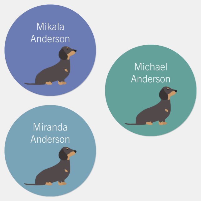Dachshund dog colors waterproof label (Group)