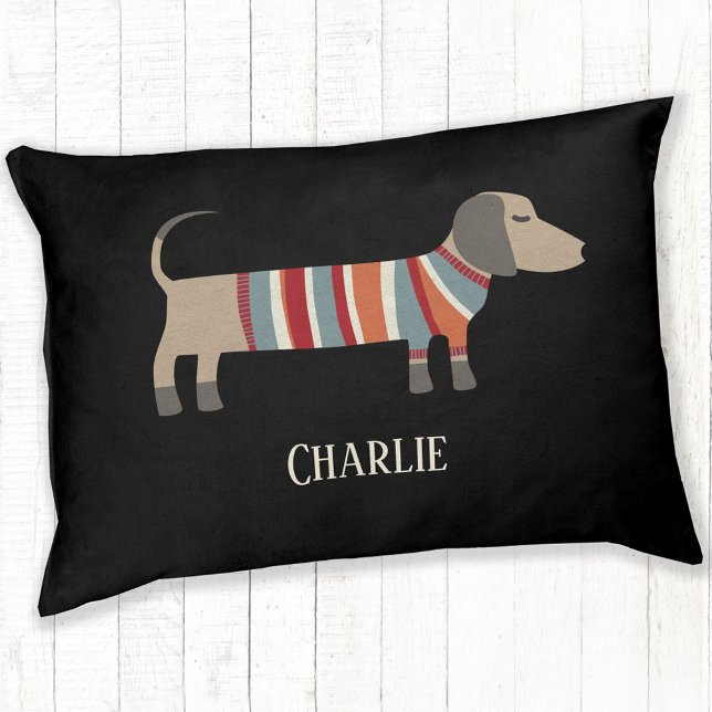 Dachshund Dog Custom Name Pet Bed (Dachshund Sausage or Wiener Dog personalized dog bed)