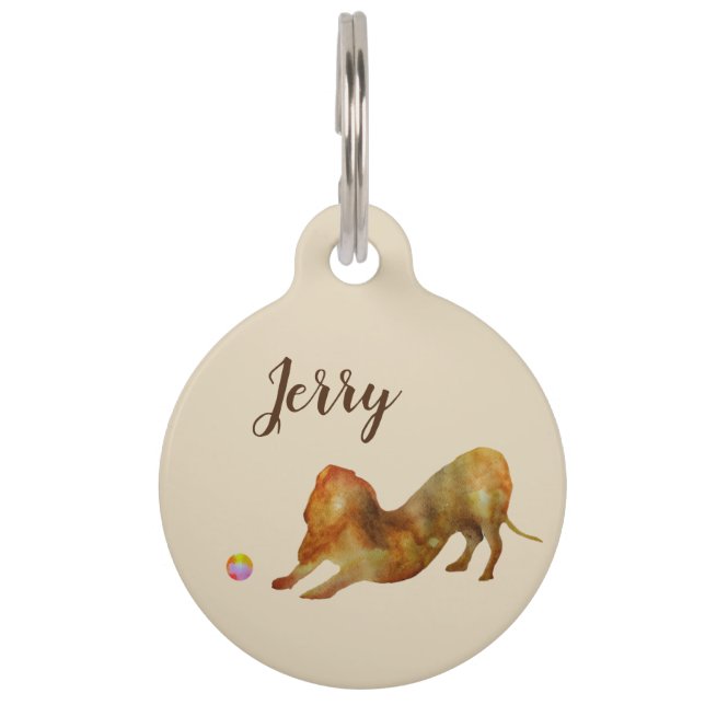 Dachshund Dog Custom Name Pet ID Tag (Front)