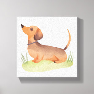 Dachshund Dog   Cute Dog Pet Watercolor Canvas Print
