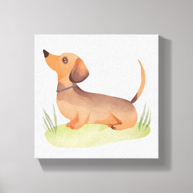 Dachshund Dog | Cute Dog Pet Watercolor Canvas Print (Front)