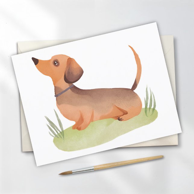 Dachshund Dog | Cute Dog Pet Watercolor Postcard (Creator Uploaded)