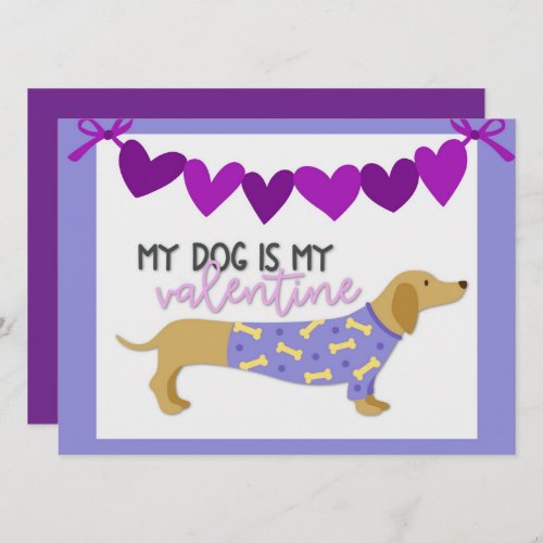 Dachshund Dog Cute Funny Purple Custom Text Flat Holiday Card