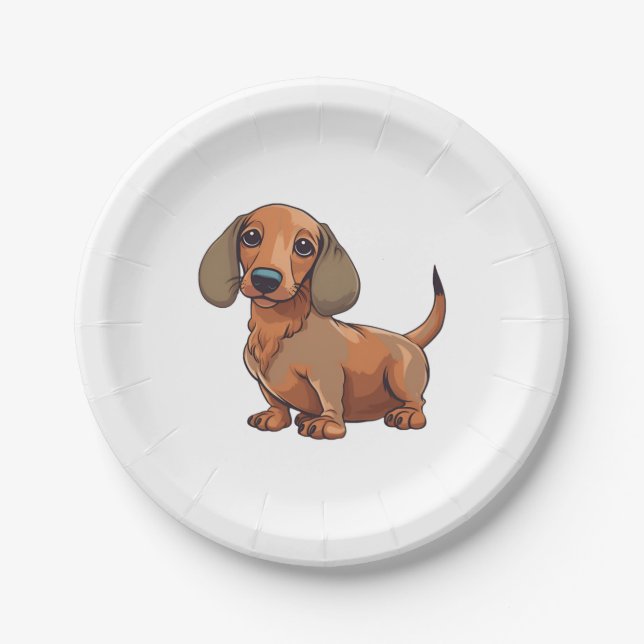 Dachshund Dog Cute  Paper Plates (Front)