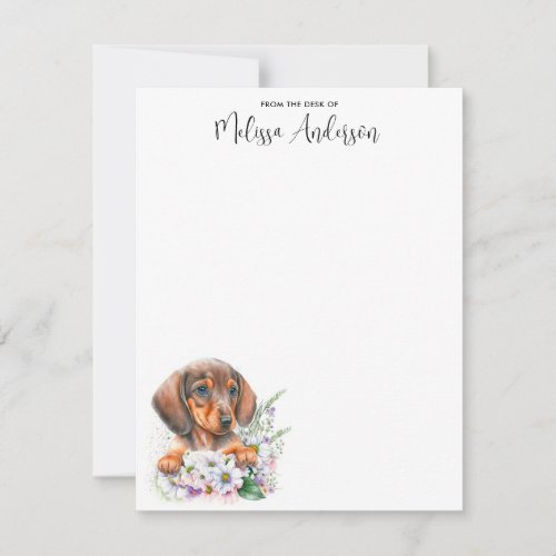 Dachshund Dog Cute Puppy Watercolor Personalized Note Card