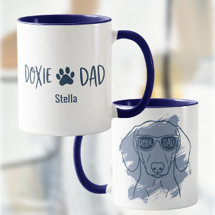 Dachshund Dog Dad Mug - Custom Name Ice Blue