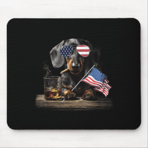 Dachshund Dog Dad Patriotic Aamerican Flag July Mouse Pad