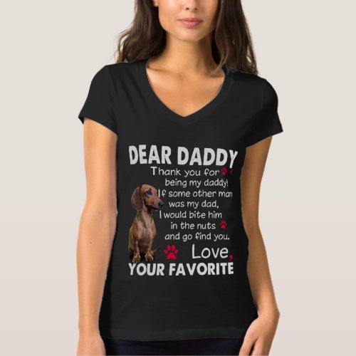 Dachshund Dog Dear Daddy Funny Dachshund Daddy Quo T_Shirt