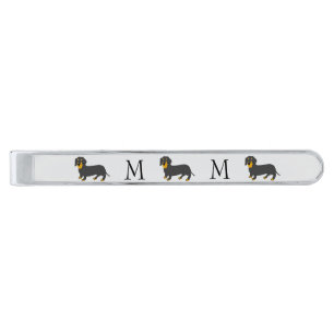 Dachshund Dog Design Any Colour Background Silver Finish Tie Bar