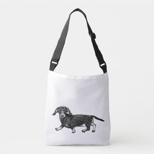 Dachshund Dog Design Bag Double Sided Medium Crossbody Bag