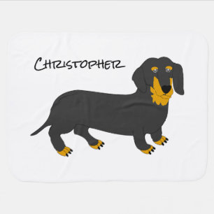 Dachshund Dog Design Just Add Name Baby Blanket