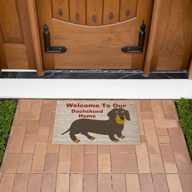 Dachshund Dog Design Personalised Fiber Doormat (Insitu (Outdoor))