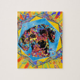 Dachshund dog - Doxie Abstract Mixed Media Jigsaw Puzzle