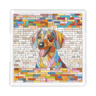 Dachshund dog  - Doxie -colorful mosaic Acrylic Tray