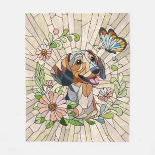 Dachshund dog  - Doxie -colorful mosaic Fleece Blanket